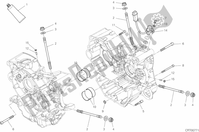 All parts for the 10a - Half-crankcases Pair of the Ducati Monster 821 USA 2018